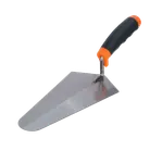 Brick Trowel — Philadelphia pattern, TPR soft-grip handle (black-orange)