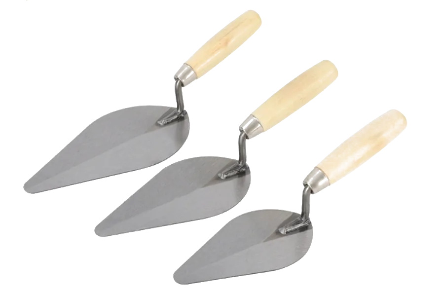 Brick Trowel — wooden handle, 3 pcs pointing trowel