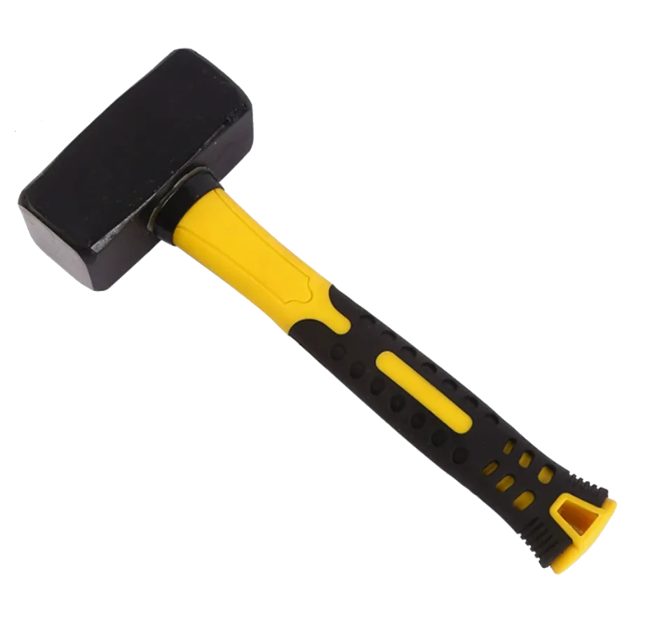Stonemason's Hammer — square black head, yellow/black TPR grip
